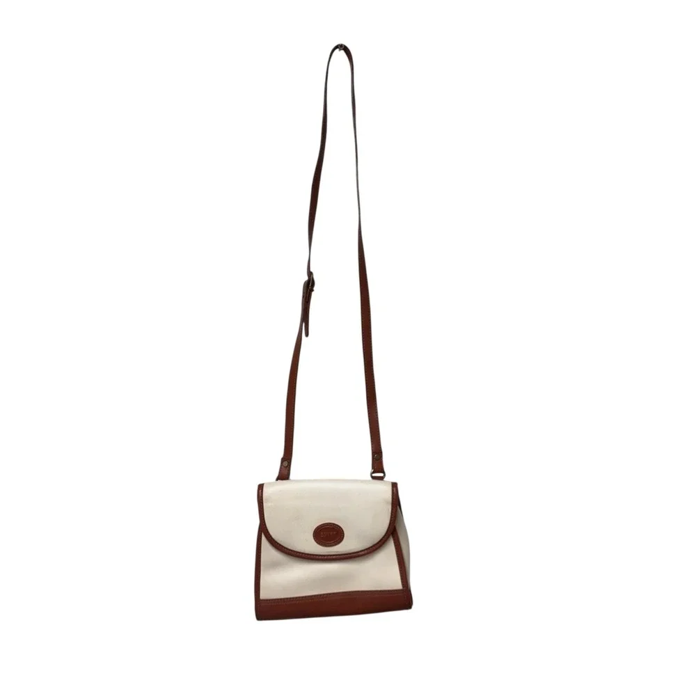 Vintage Esprit Crossbody Bag Shoulder Purse Brown Cream Small Flap retro 90s‎ - Picture 4 of 11
